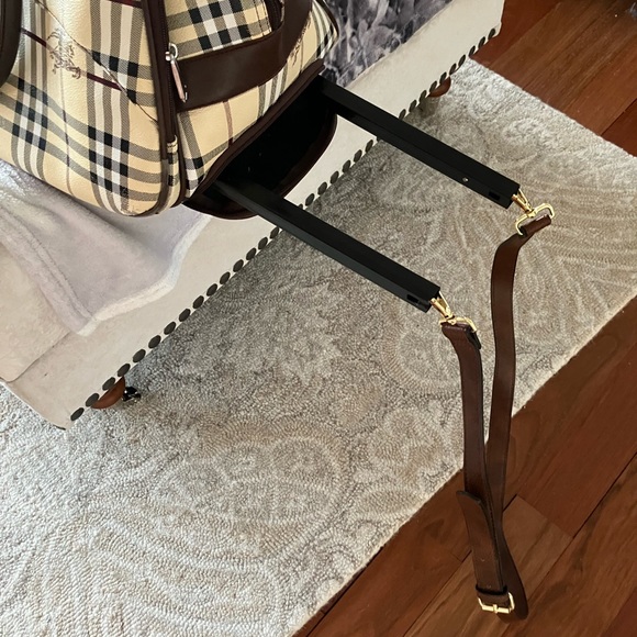 RARE Burberry Haymarket Rolling Luggage Travel Bag Weekender - Picture 5 of 15